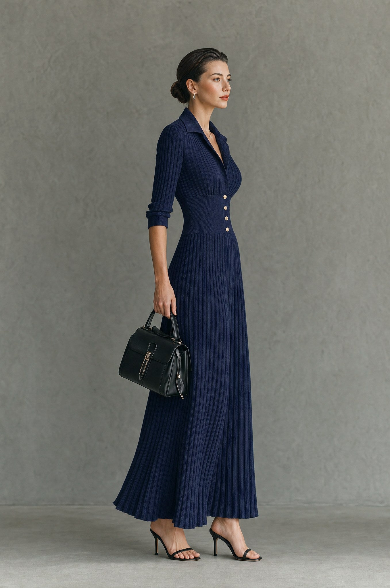 Knit Button Front Maxi Dress