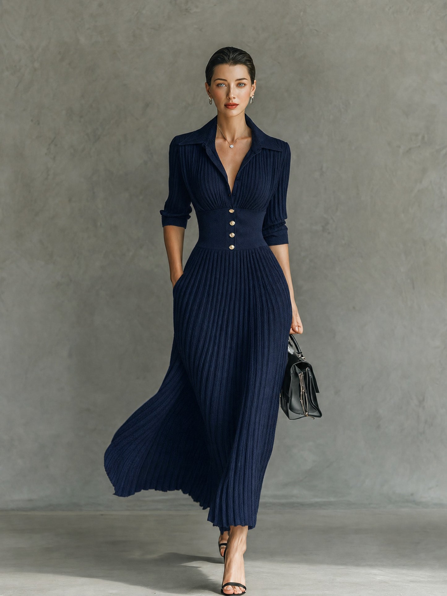 Knit Button Front Maxi Dress