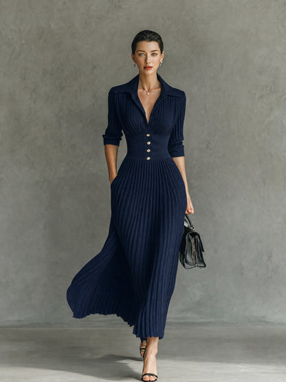 Knit Button Front Maxi Dress