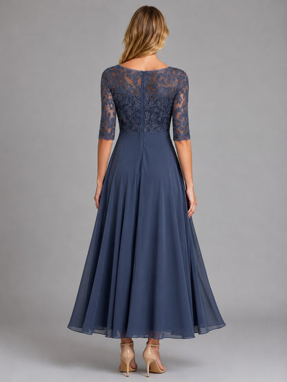 Lace Bodice Chiffon Maxi Dress