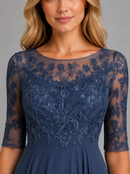 Lace Bodice Chiffon Maxi Dress