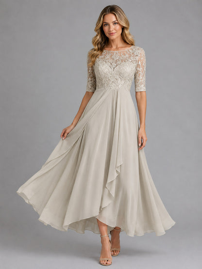Lace Bodice Chiffon Maxi Dress