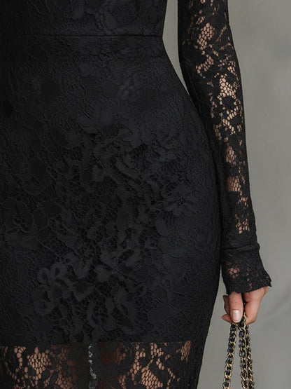 Lace High Neck Mermaid Dress