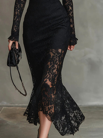 Lace High Neck Mermaid Dress