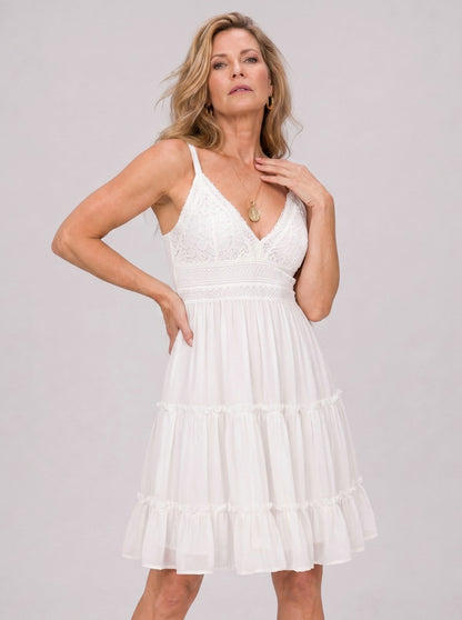 Lace Tiered Babydoll Mini Dress