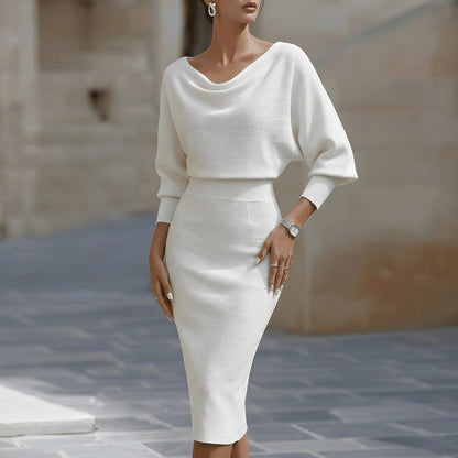 Off Shoulder Knit Midi Dress