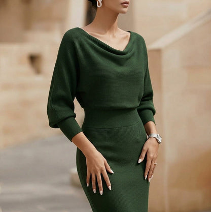 Off Shoulder Knit Midi Dress