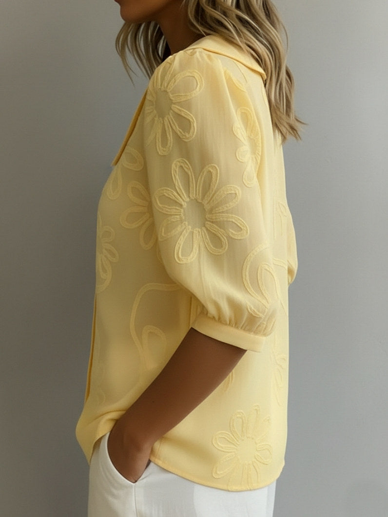 Peter Pan Collar Puff Sleeve Blouse