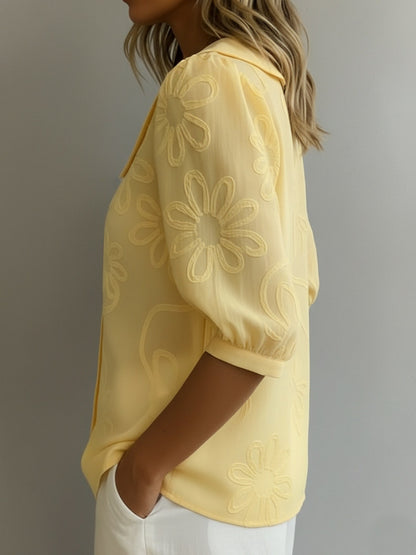 Peter Pan Collar Puff Sleeve Blouse