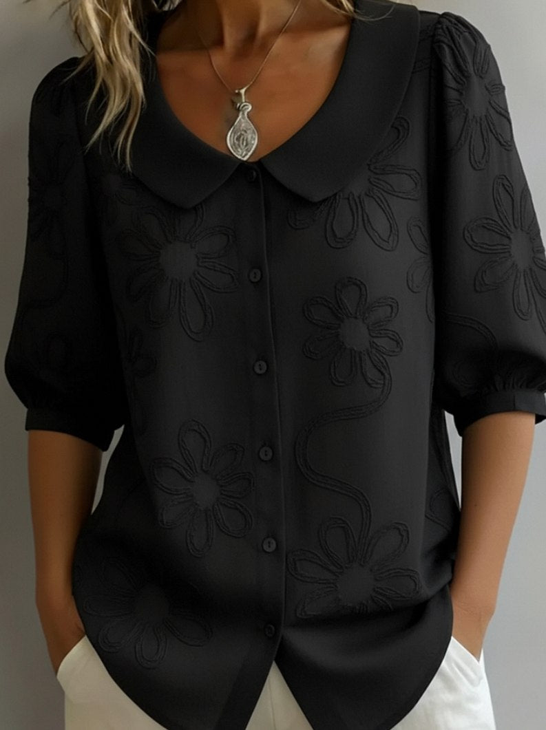 Peter Pan Collar Puff Sleeve Blouse
