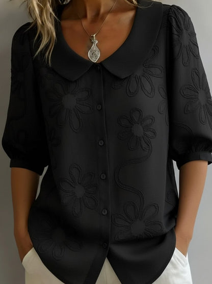 Peter Pan Collar Puff Sleeve Blouse
