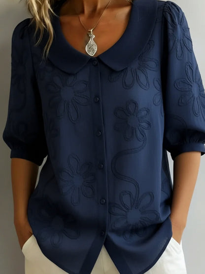 Peter Pan Collar Puff Sleeve Blouse