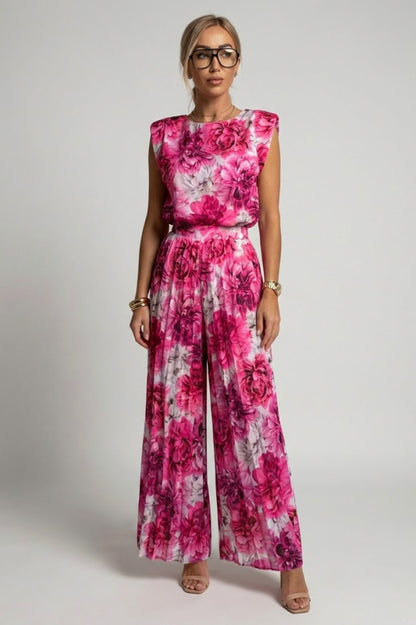 Pleated Wide Leg Jumpsuit