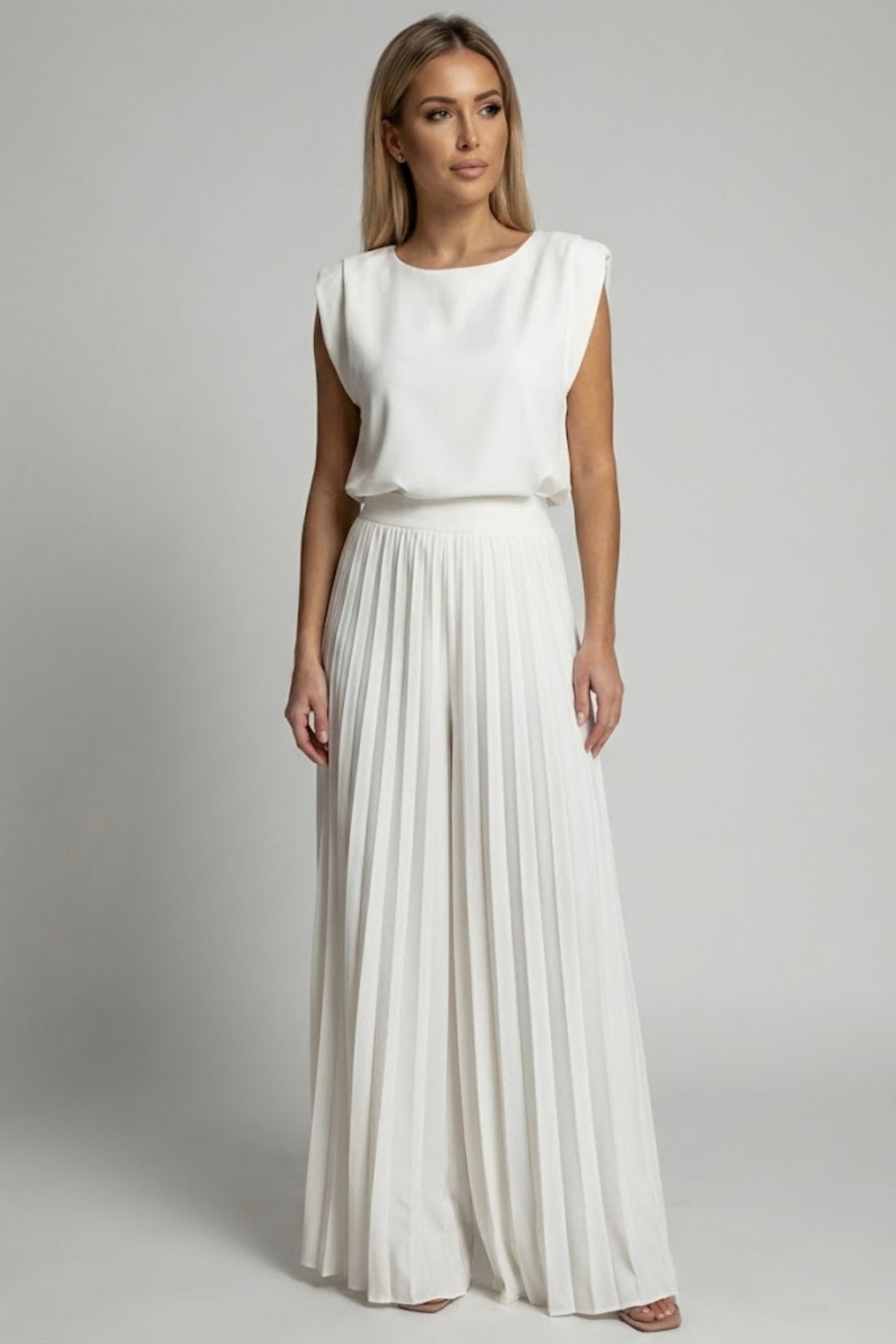 Pleated Wide Leg Jumpsuit