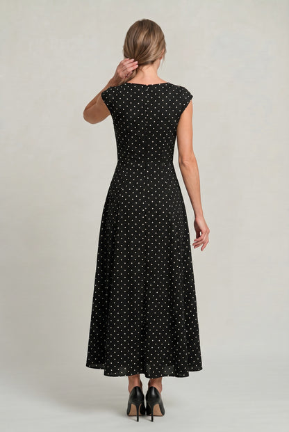 Polka Dot Cap Sleeve Maxi Dress