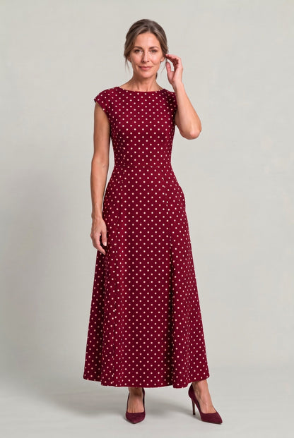 Polka Dot Cap Sleeve Maxi Dress