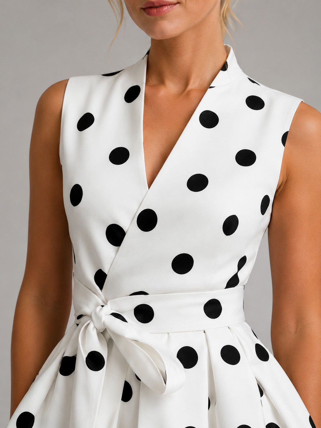 Polka Dot Tie Waist Midi Dress