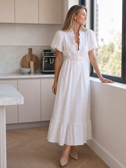 Puff Sleeve Tiered Maxi Dress