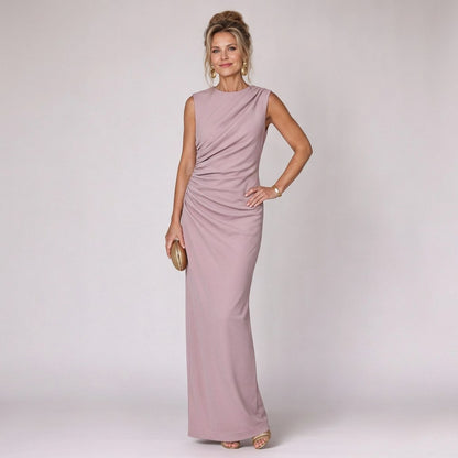 Ruched Draped Sleeveless Maxi Dress