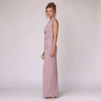 Ruched Draped Sleeveless Maxi Dress