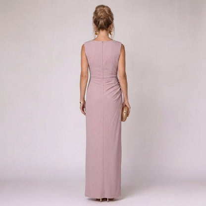 Ruched Draped Sleeveless Maxi Dress