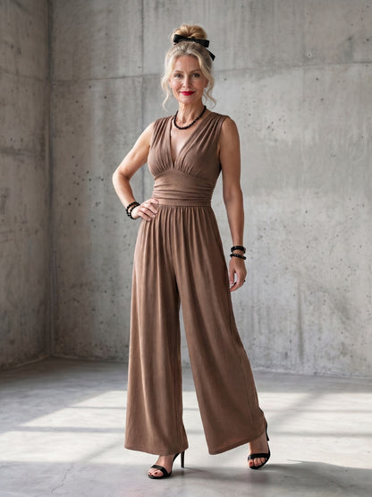 Ruched Waist Wide Leg Jumpsuit