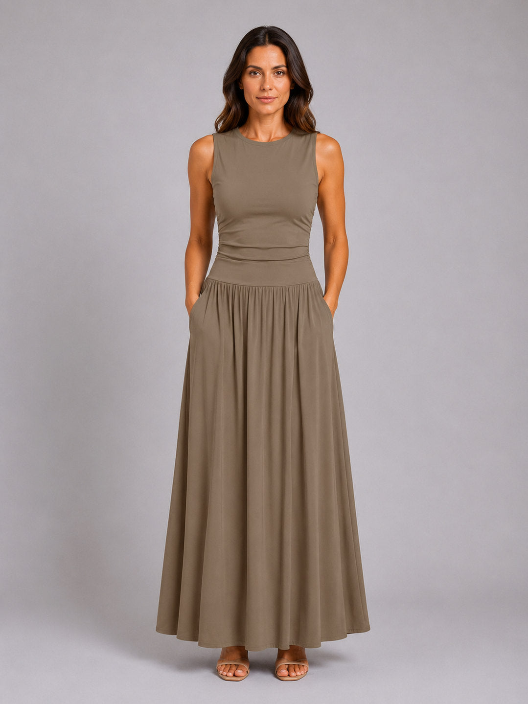 Sleeveless Drop Waist Maxi Dress