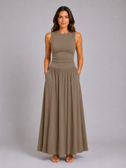 Sleeveless Drop Waist Maxi Dress
