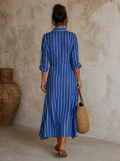 Striped Button Front Shirt Dress