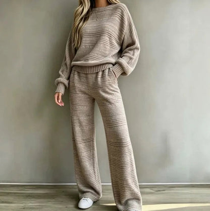 Striped Knit Wide Leg Matching Set