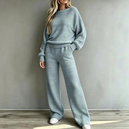 Striped Knit Wide Leg Matching Set