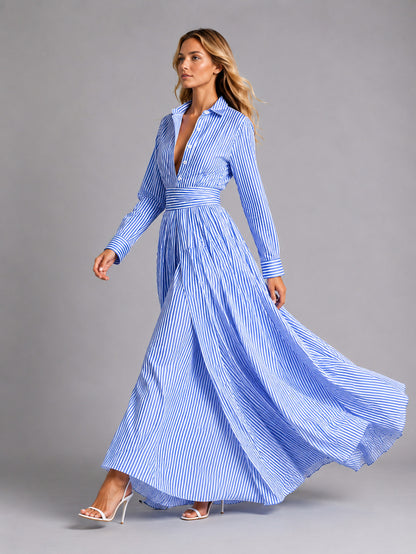 Striped Long Sleeve Shirt Dress