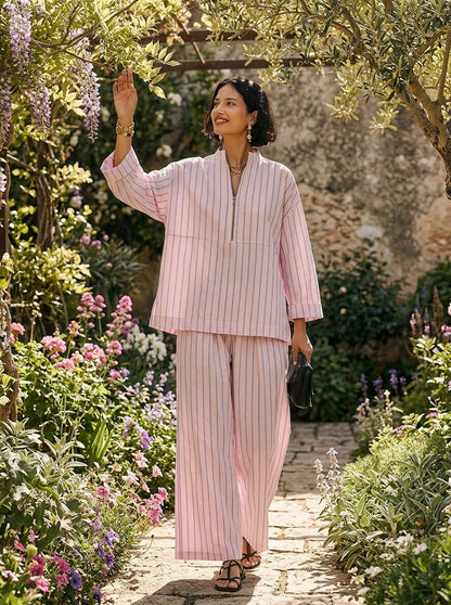 Striped Poplin Matching Set