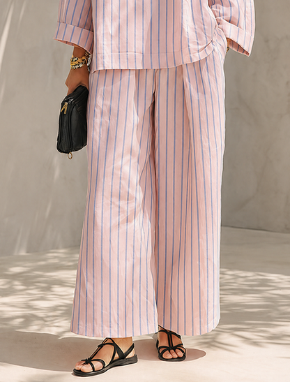 Striped Poplin Matching Set
