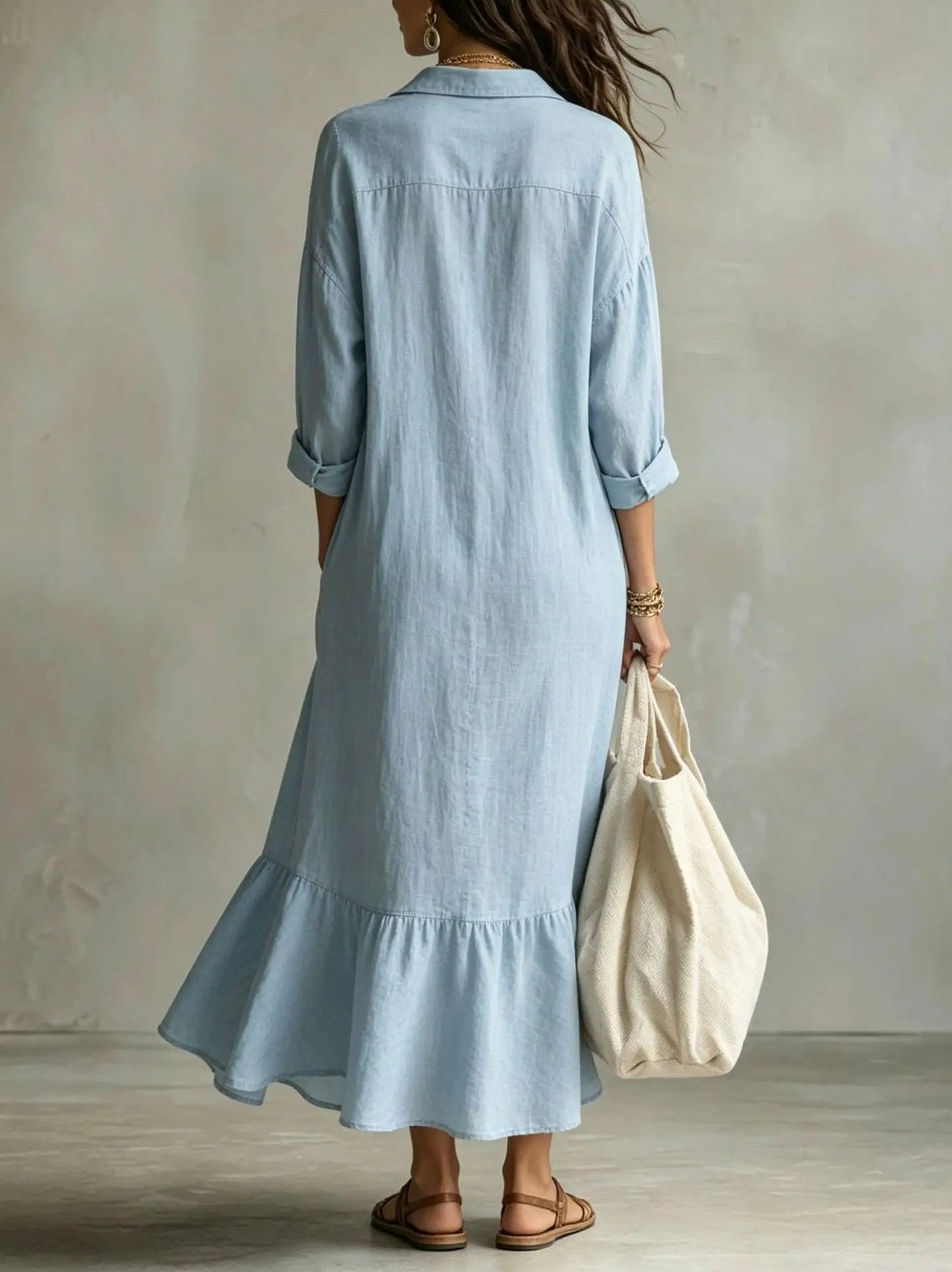 Tiered Maxi Shirt Dress