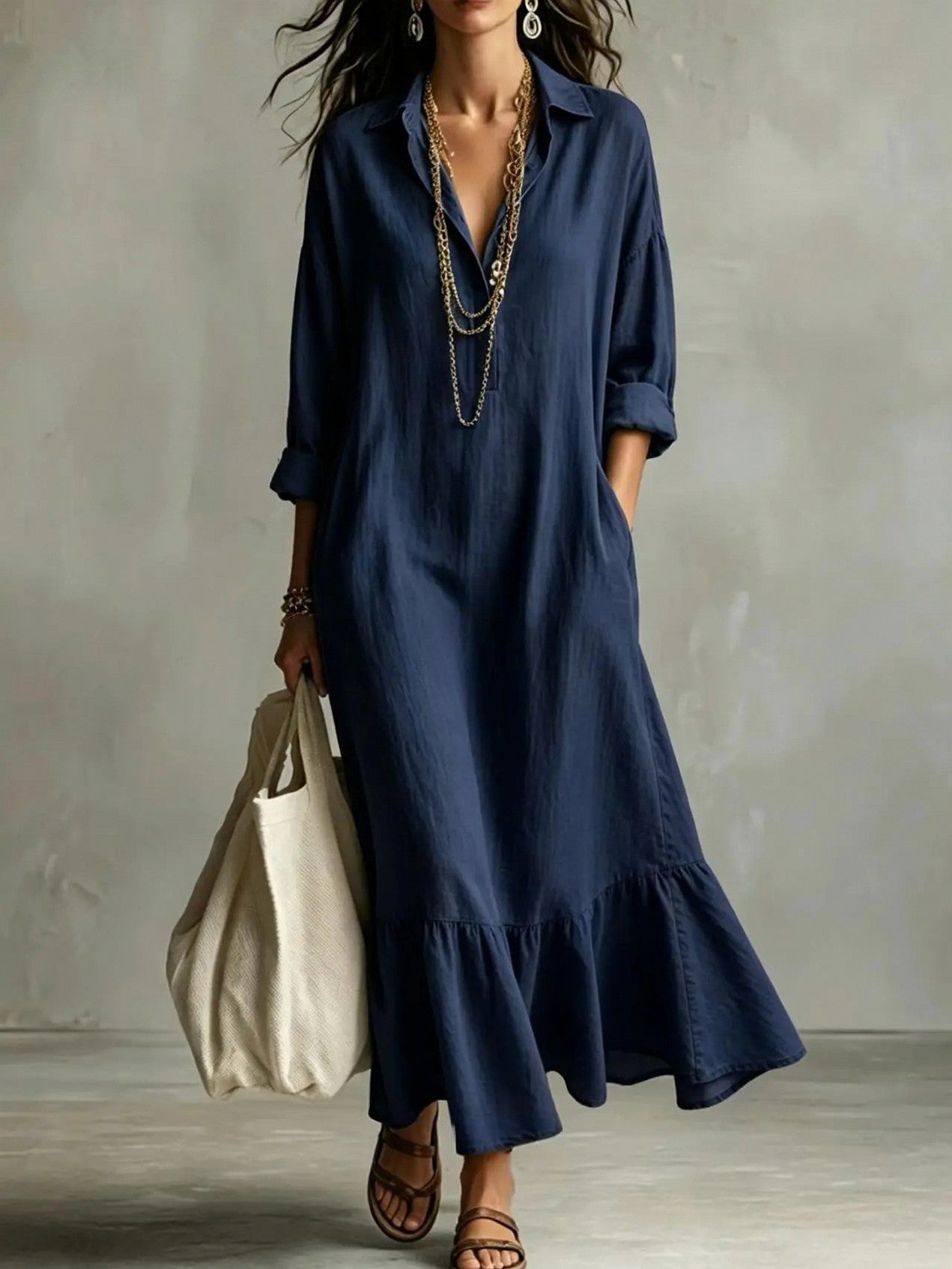 Tiered Maxi Shirt Dress