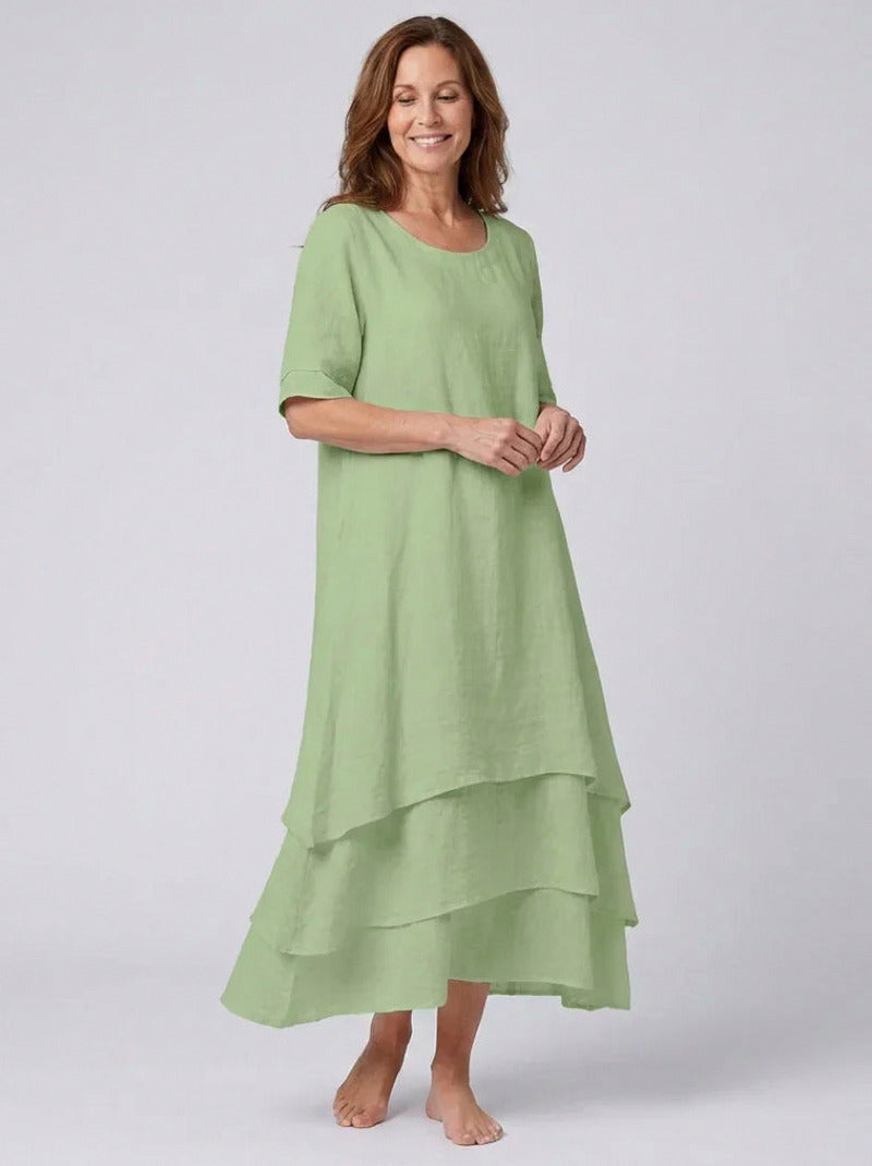 Tiered Short Sleeve Maxi Dress