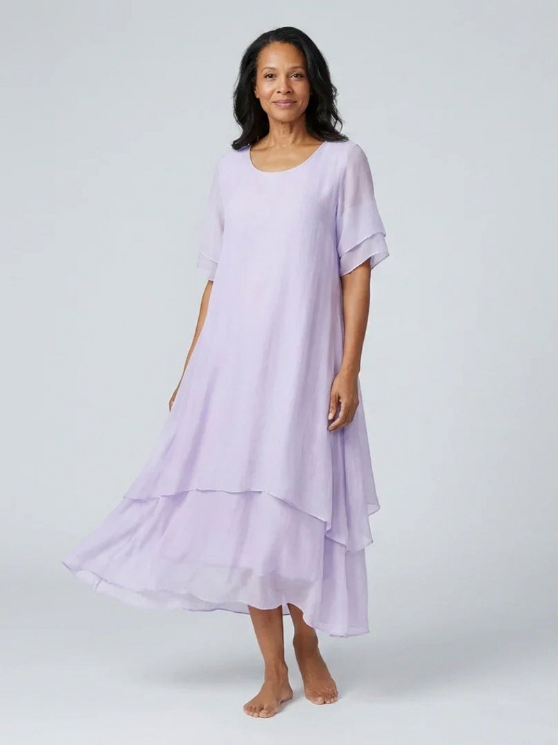 Tiered Short Sleeve Maxi Dress