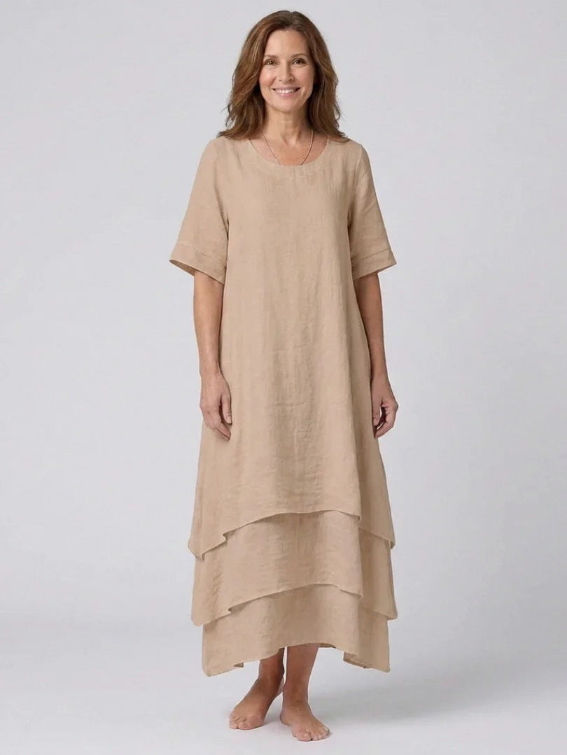 Tiered Short Sleeve Maxi Dress