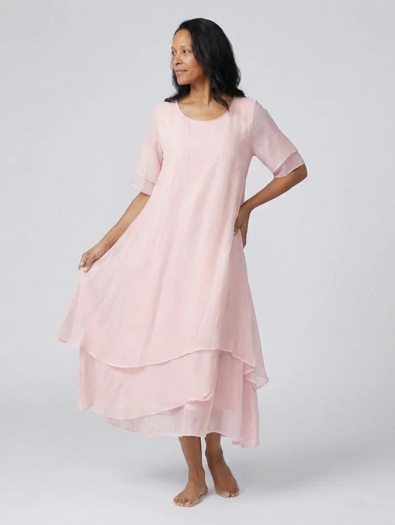 Tiered Short Sleeve Maxi Dress