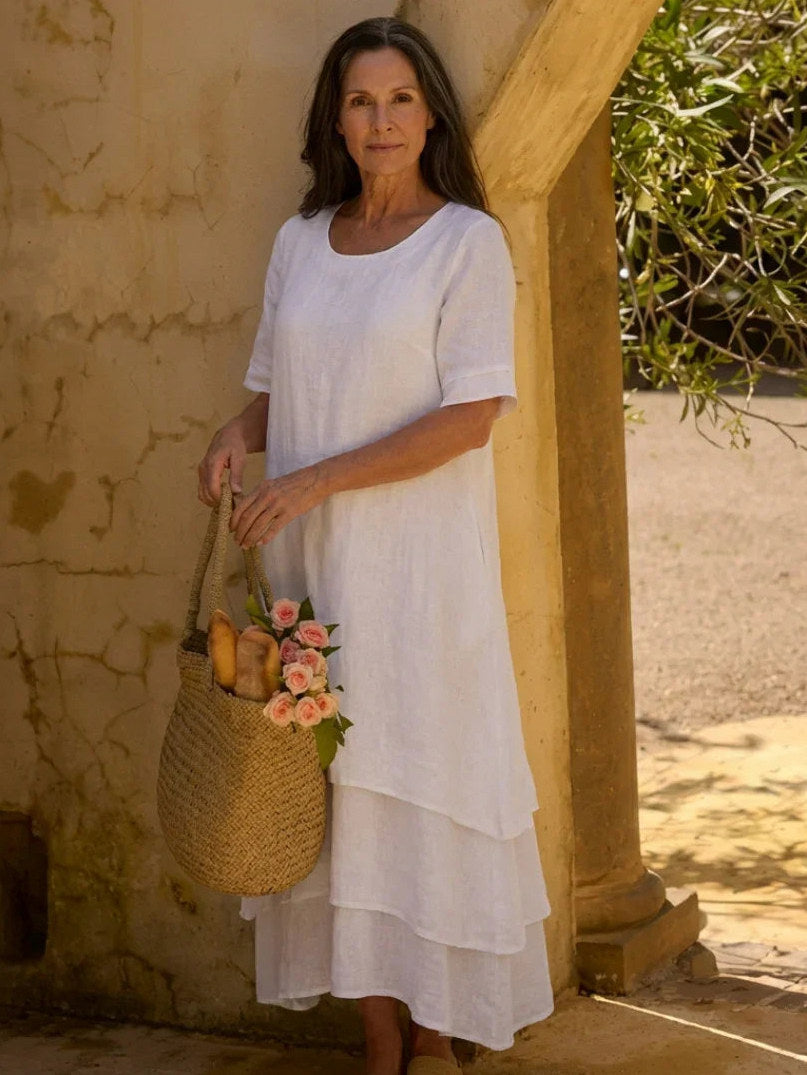 Tiered Short Sleeve Maxi Dress