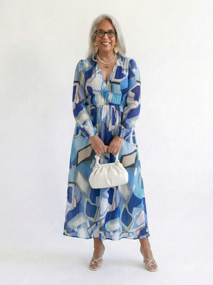 Watercolor Floral Long Sleeve Maxi Dress
