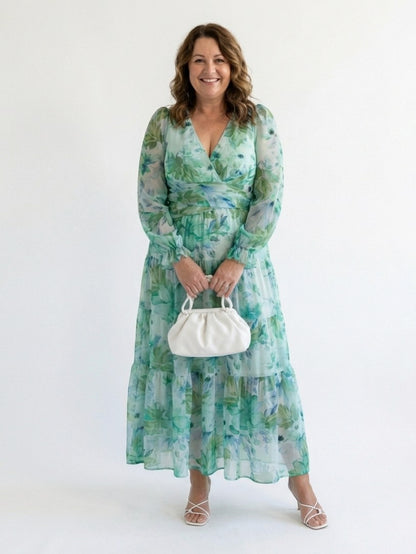 Watercolor Floral Long Sleeve Maxi Dress