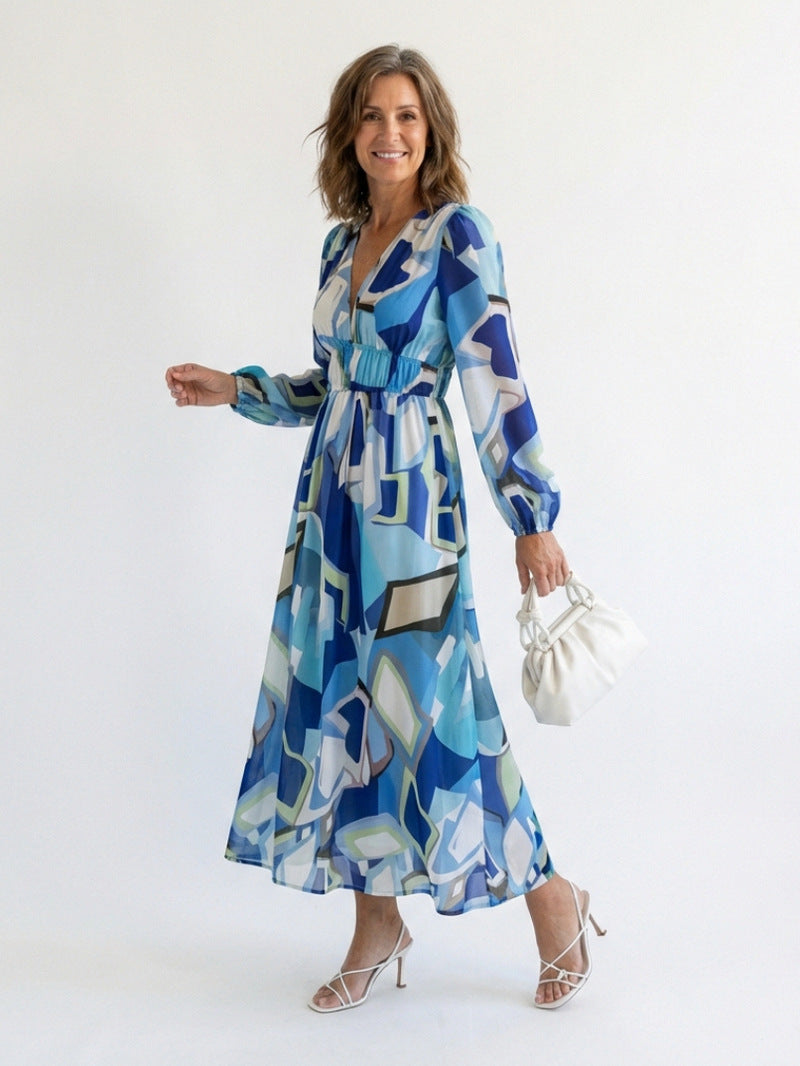 Watercolor Floral Long Sleeve Maxi Dress