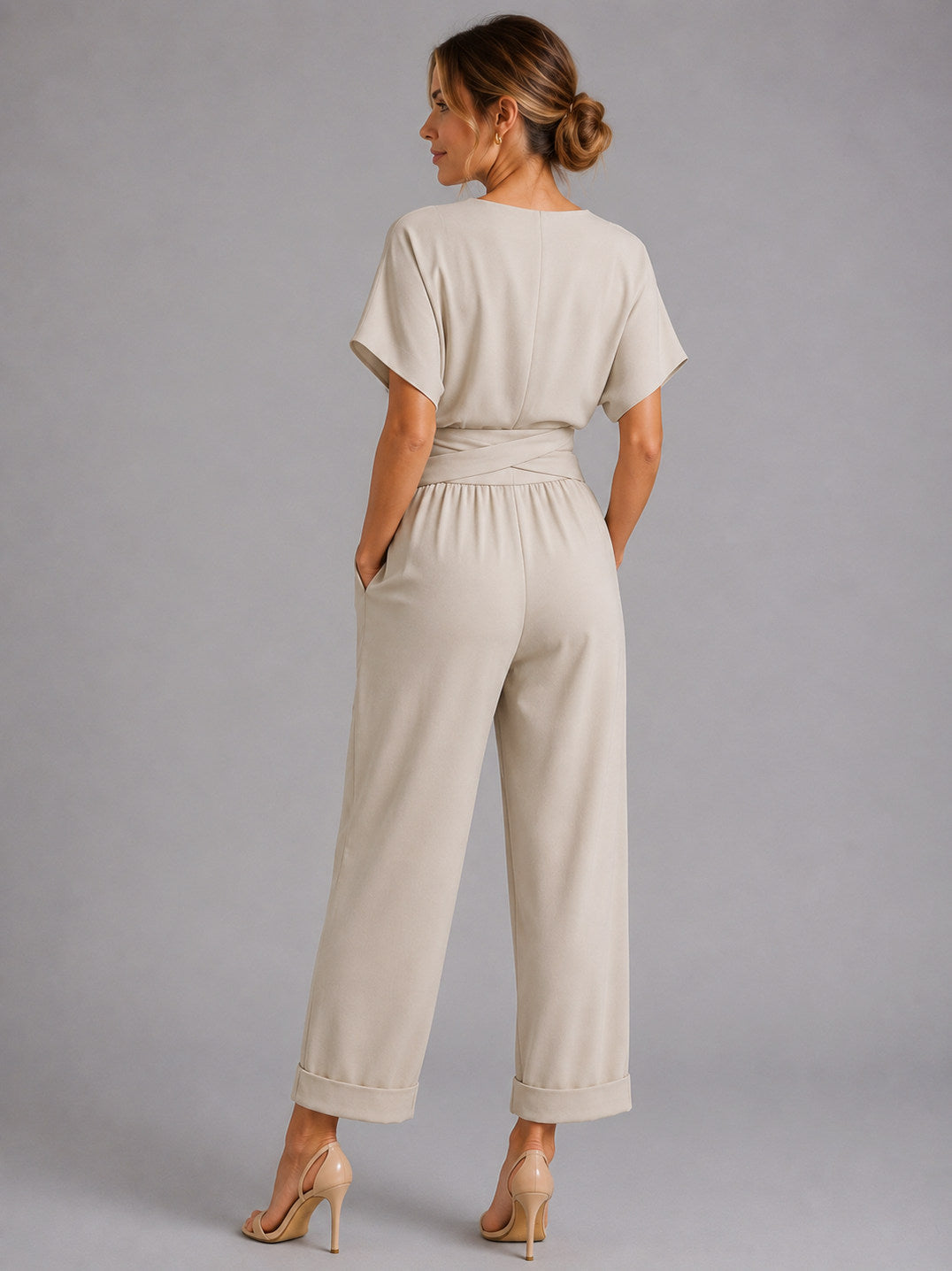 Wrap Front Wide Leg Jumpsuit