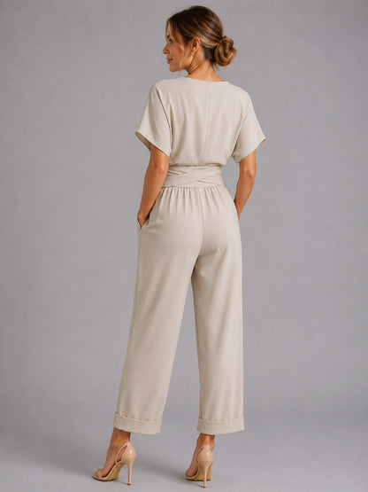 Wrap Front Wide Leg Jumpsuit